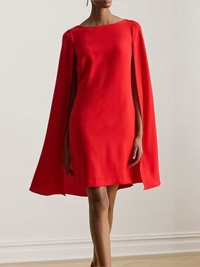 Lauren Ralph Lauren cape georgette cocktail dress in cruise red